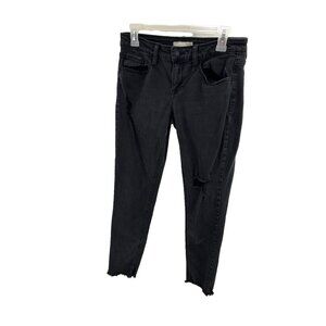 Daytrip Womens Size 28 Lynx Ankle Skinny Jeans Black Distressed Raw Hem Stretch
